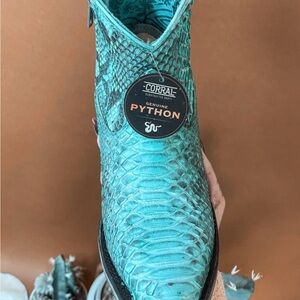 Corral python booties turquoise